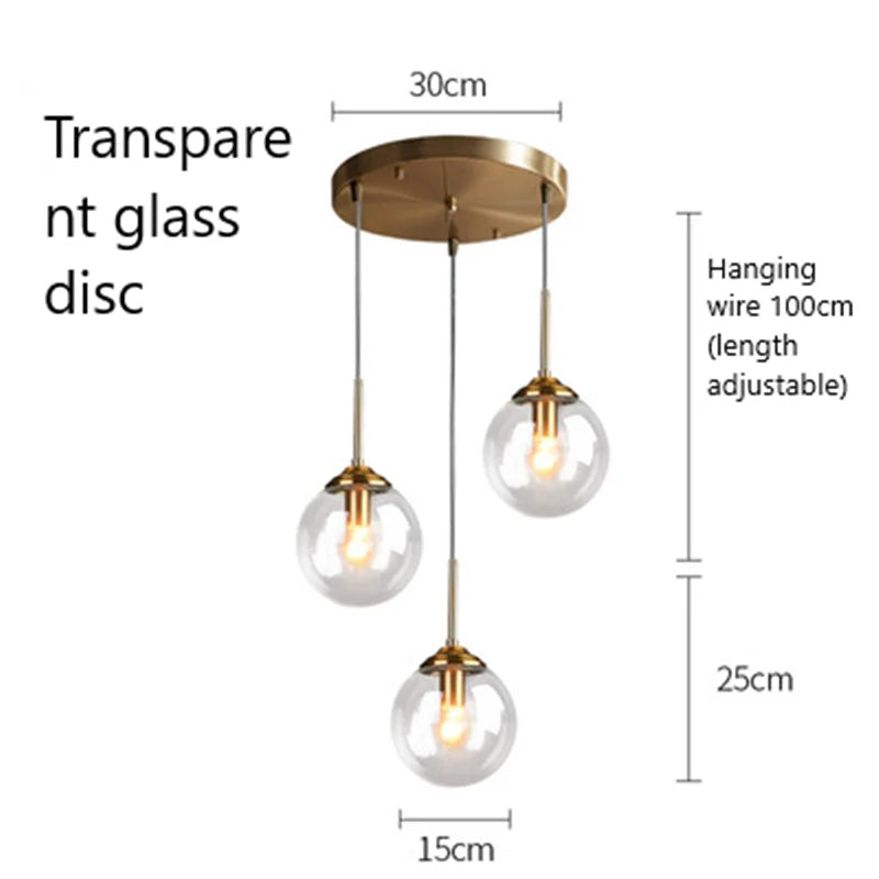 DecorBites™ Glass Pendant Lights: Nordic LED Hanging Lamp for Kitchen, Dining Room, Bedroom.