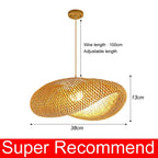 Japanese Bamboo Woven Pendant Light in Natural Finish