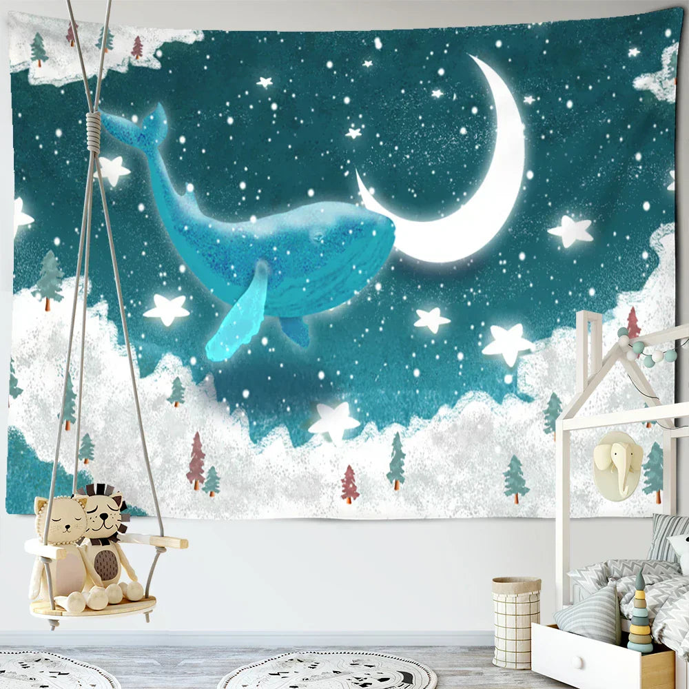 DecorBites™ Dream Whale Tapestry Wall Hanging for Kids Room and Home Decor
