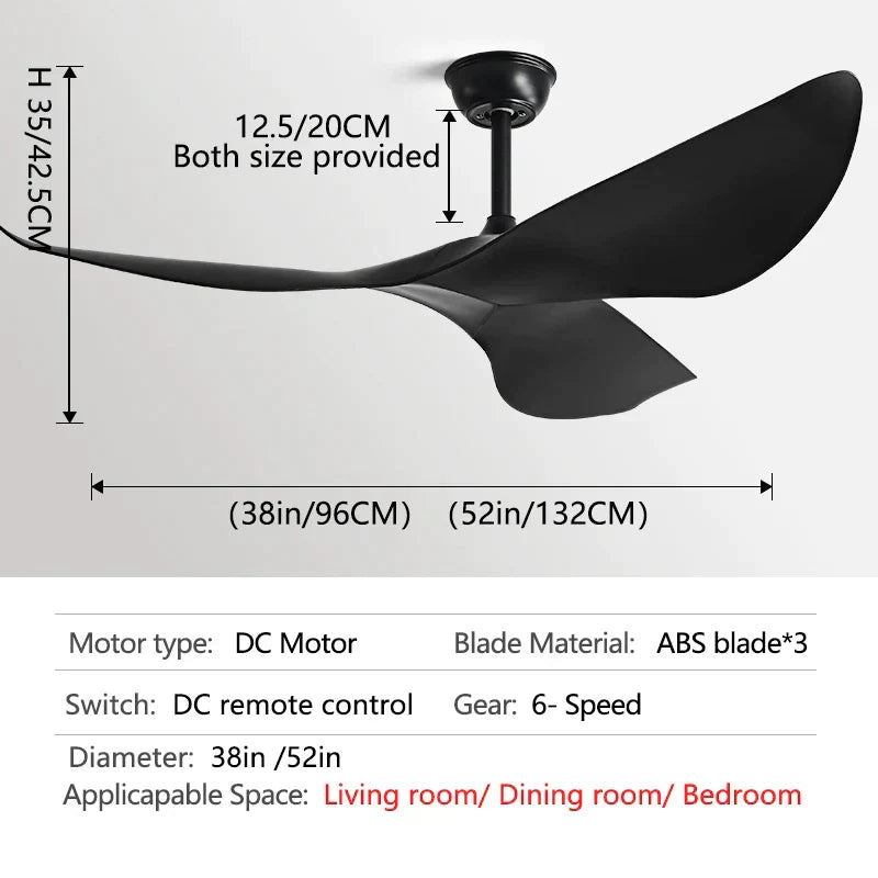 DecorBites™ 52" DC Ceiling Fan with Remote Control for Living Room, Restaurant, Office & Modern Spaces.