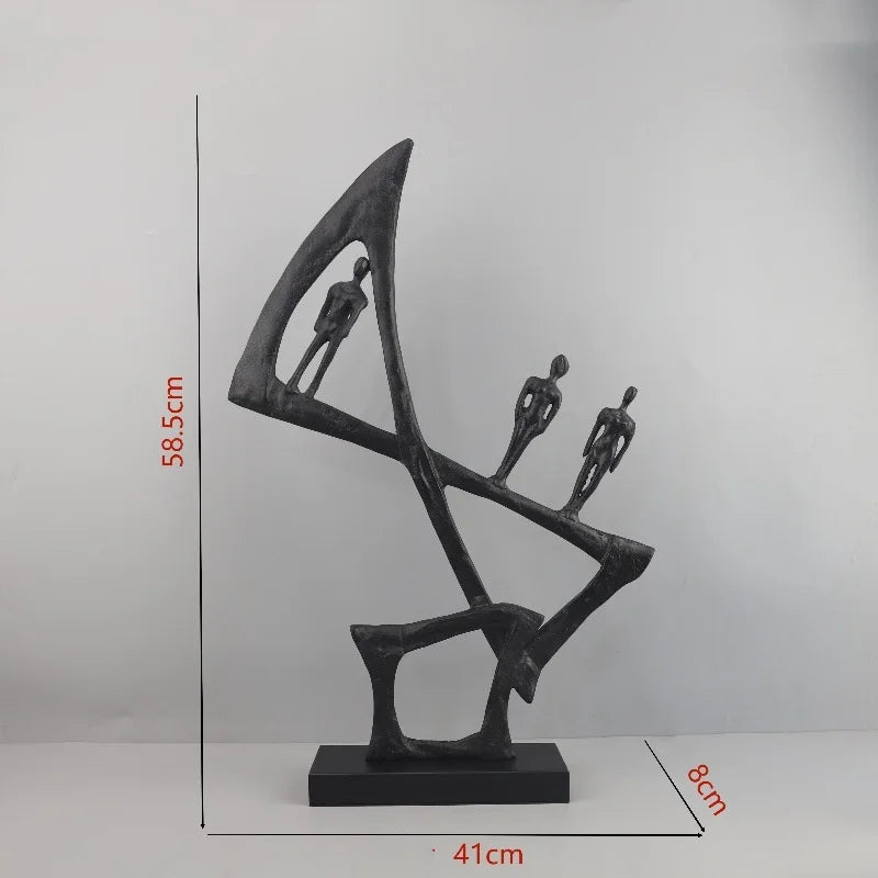 DecorBites™ Geometric Couple Cast Iron Figure Sculpture for Home Decor