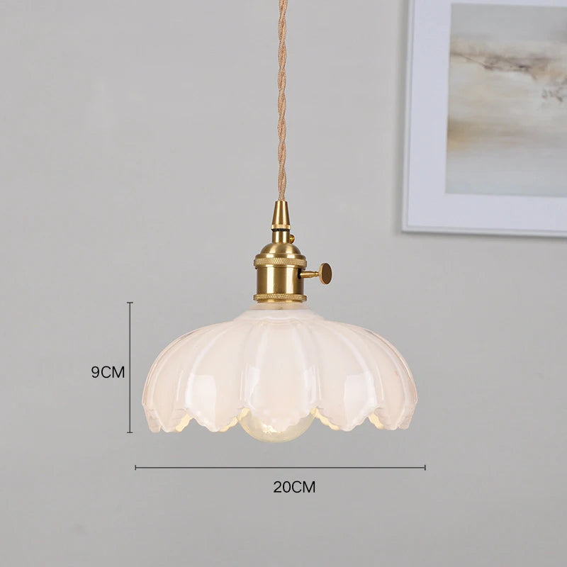 Vintage Shanghai Glass Pendant Light in Green or White