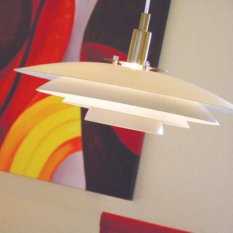 DecorBites™ Gradient White Red UFO Pendant Light | Adjustable Mid Century Chandelier