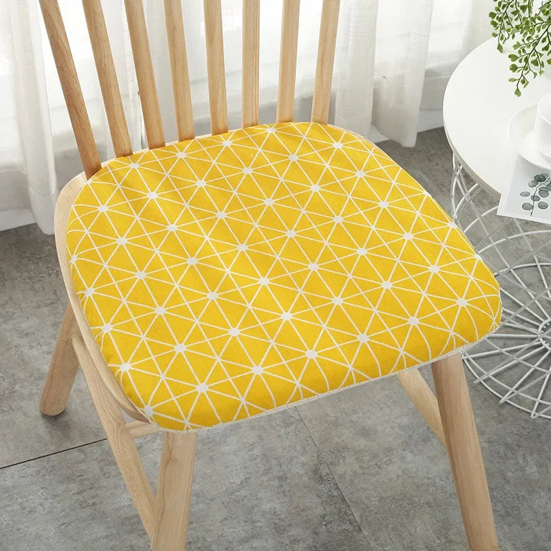 DecorBites™ Cotton Hemp Dining Chair Cushion - Nordic Print, Non-Slip, Comfortable Office & Living Decor