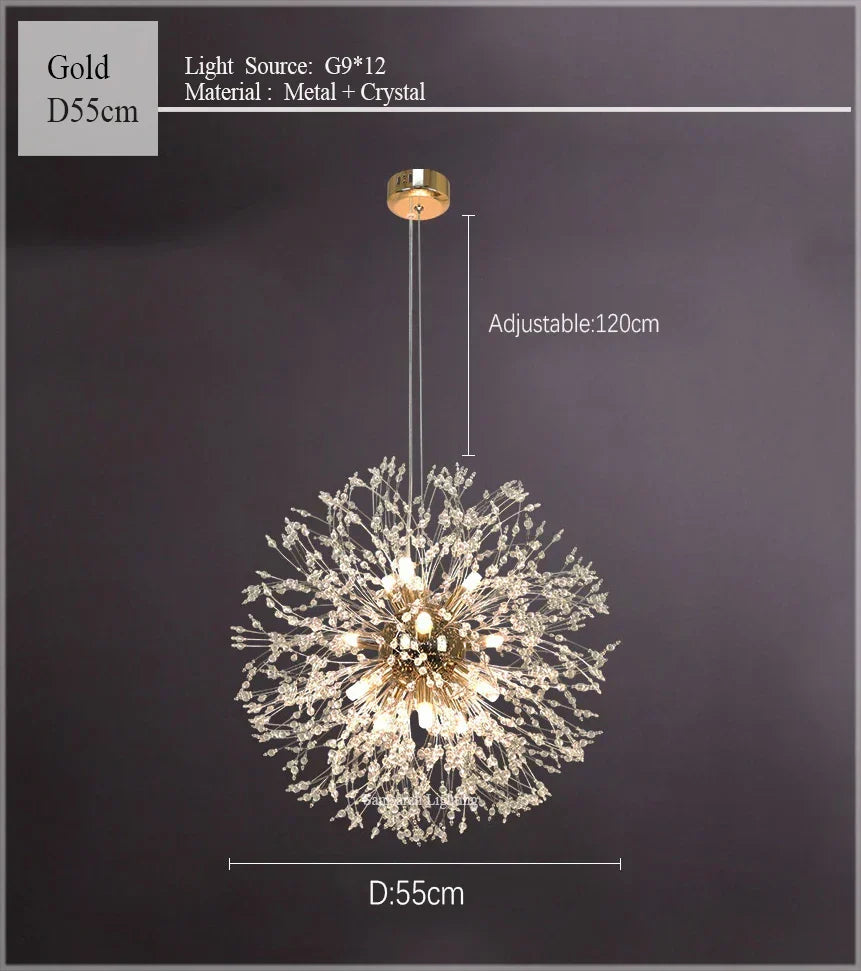 DecorBites™ ثريا الهندباء LED إضاءة كرة كريستال متلألئة للمطاعم وغرف المعيشة