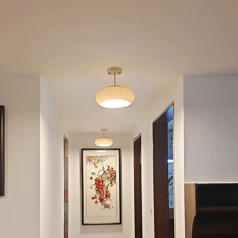 DecorBites™ Glass Copper LED Ceiling Light Fixture for Home Decor Porch Hallway Room