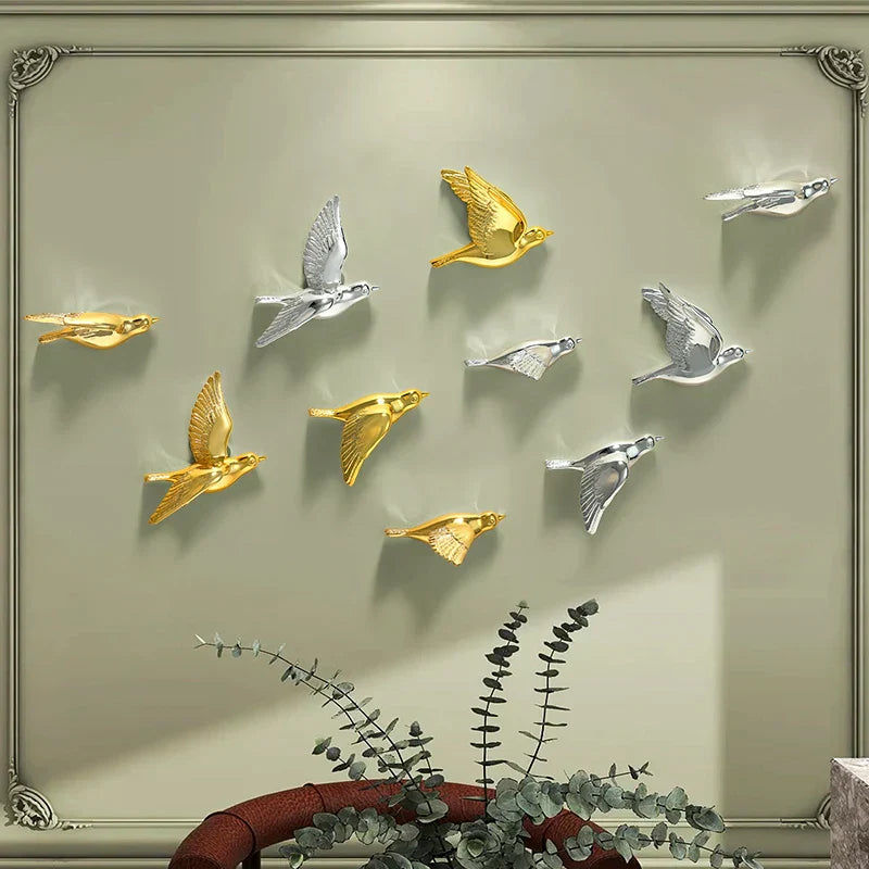 DecorBites™ 3D Bird Resin Statue Wall Decor for Children's Room - Animal Figurine Ornament