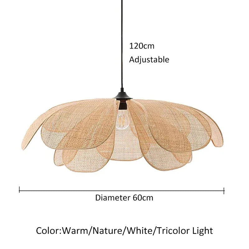Petal Rattan Woven Pendant Light, 3-Color LED