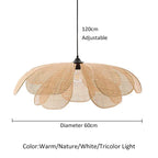 Petal Rattan Woven Pendant Light, 3-Color LED