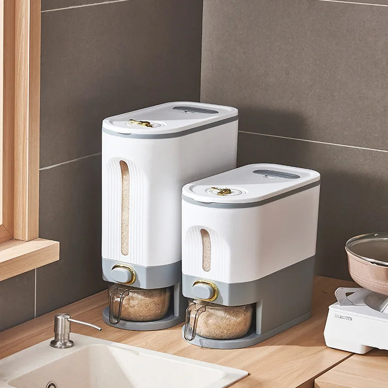 موزع أرز كبير السعة من DecorBites™، حاوية حبوب للمطبخ مقاومة للرطوبة، صندوق تخزين حبوب الإفطار
