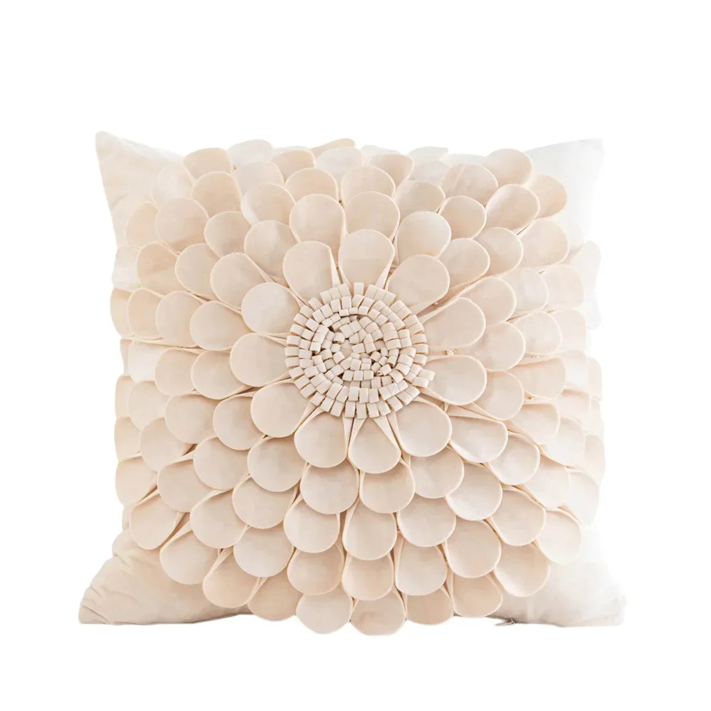 DecorBites™ 3D Velvet Flower Pillow Covers in Yellow Beige 45x45cm
