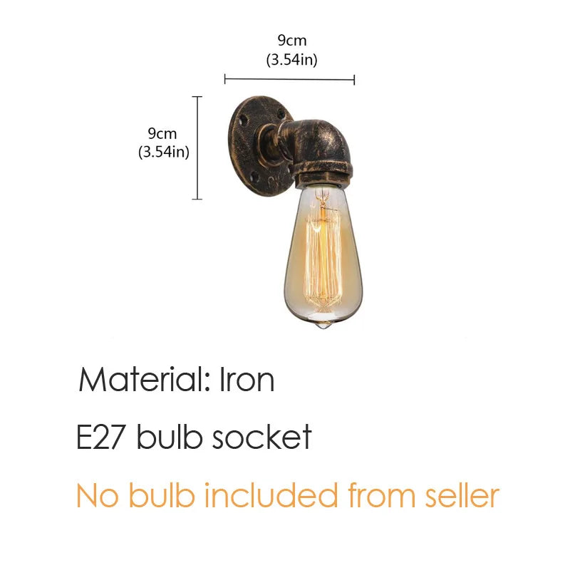 DecorBites™ Industrial Iron Pipe Wall Sconce for Bedroom, Cafe, and Restaurant