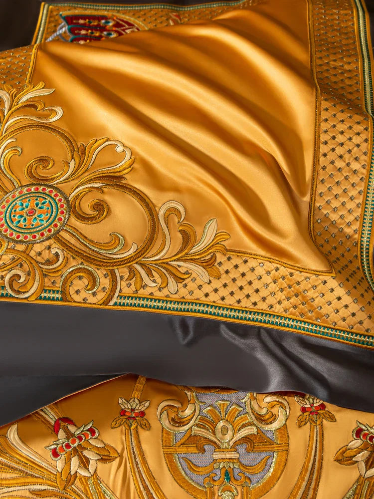 طقم مفروشات منقوش فاخر من ™DecorBites - غطاء لحاف وملاءة سرير ومفرش سرير