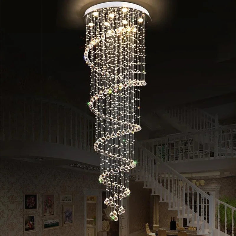 نجفة كريستال حلزونية كبيرة من DecorBites™ لبيت الدرج