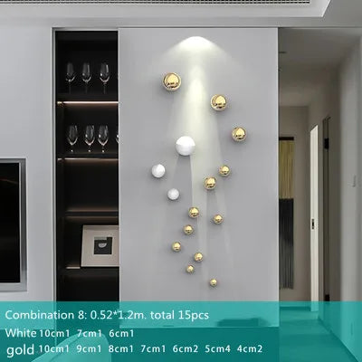DecorBites™ كرات ذهبية معلقة للحائط، حِرف كروية، ديكور غرفة، قلادات عرض
