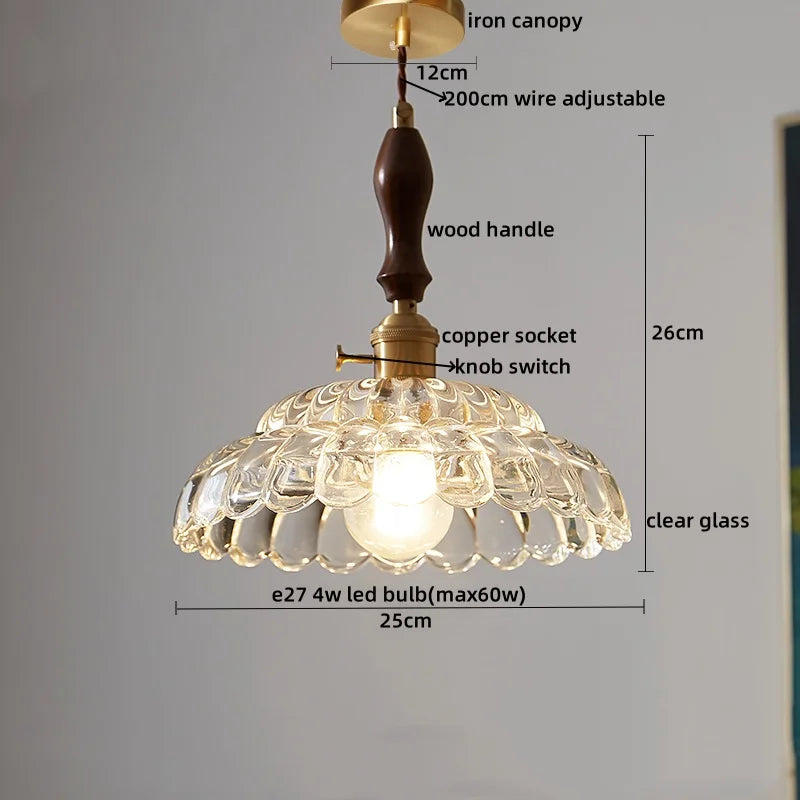 DecorBites™ Clear Glass Pendant Lamp Japanese Style LED Hanging Lights