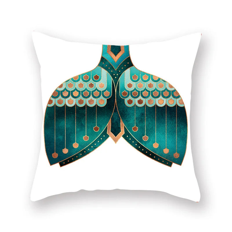 DecorBites™ Geometric Leaf Flower Pillowcase Teal Blue Sofa Car Home Decor Throw Cover