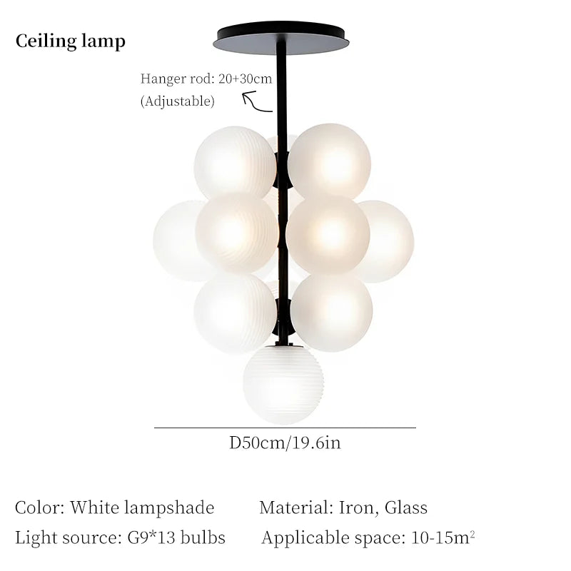 DecorBites™ Grape Chandelier: Modern Glass Ball Pendant Lamp for Living Room and Bedroom