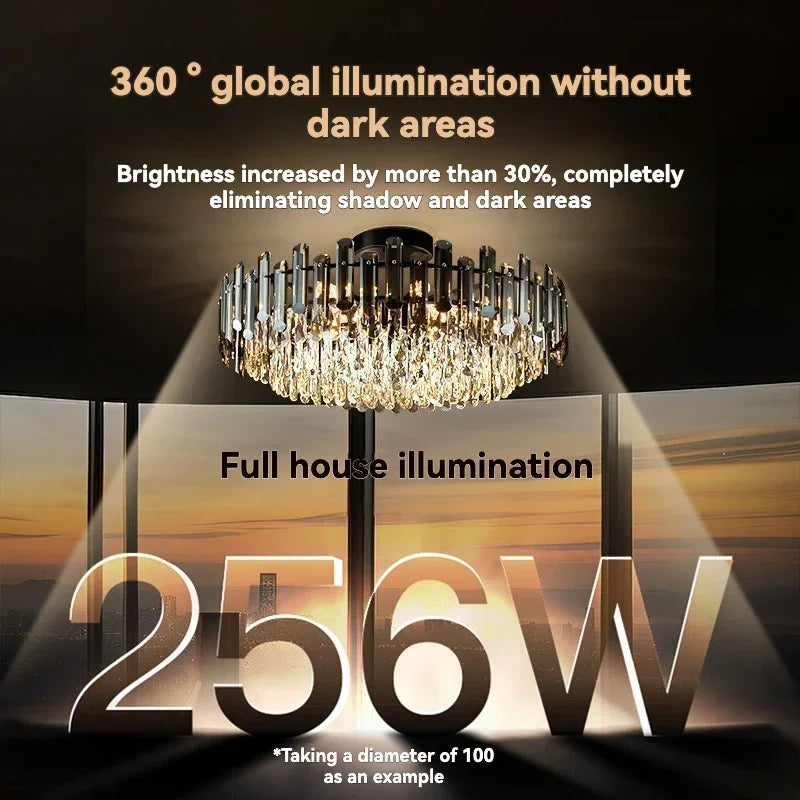 نجفة سقف كريستال ذهبية من DecorBites™: إضاءة LED متدلية عصرية فاخرة لديكور المنزل