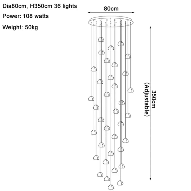 DecorBites™ Crystal Water Droplet Chandelier: Modern LED Staircase Pendant Light - Luxury Ball Hanging Lamp