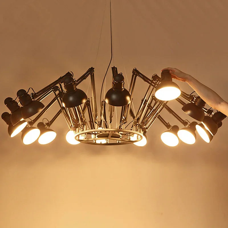 DecorBites™ Industrial LED Pendant Light Spider Iron Chandelier Flex Fixtures