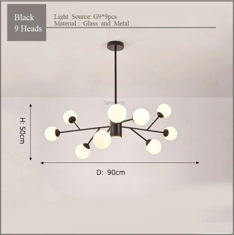 DecorBites™ ثريا سقف LED ذهبية سوداء لغرفة المعيشة وغرفة النوم تركيبات الإضاءة