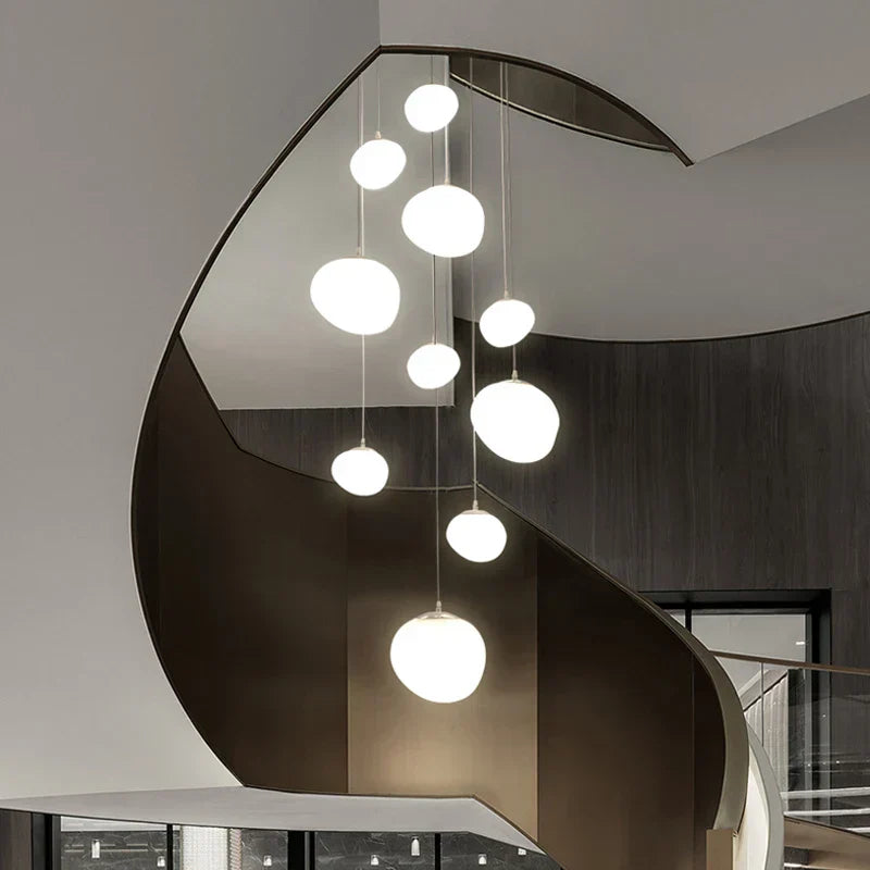DecorBites™ Cobblestone Glass LED Pendant Lights Chandelier for Villa Hotel Loft Stairway