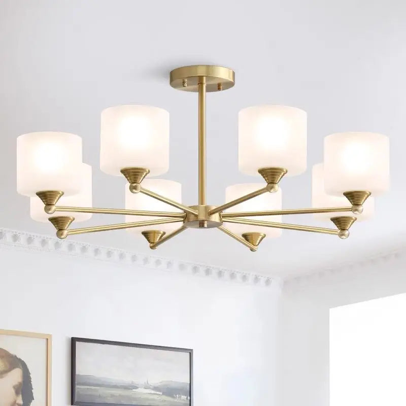 ثريا سقف LED DecorBites™ باللونين الأسود والذهبي مع غطاء مصباح لديكور غرفة معيشة أنيق