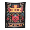 DecorBites™ Cat Witchcraft Tapestry: Sun Moon Tarot Mushroom Divination for Home Decor