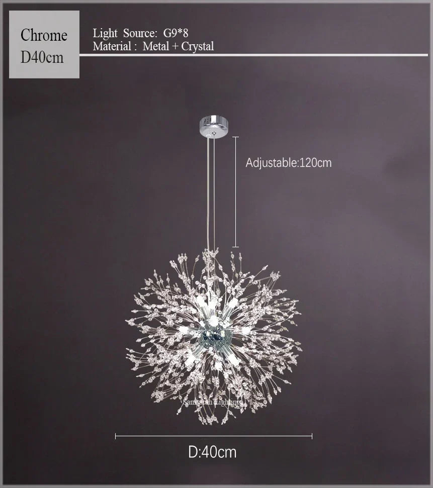 DecorBites™ ثريا الهندباء LED إضاءة كرة كريستال متلألئة للمطاعم وغرف المعيشة