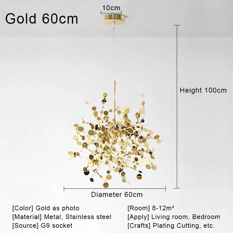 مصباح السقف المعلق الذهبي بتقنية LED من DecorBites™ لديكور المنزل والمعيشة العصرية