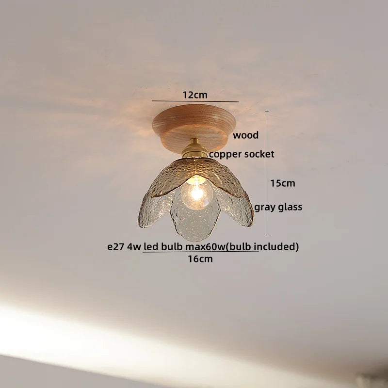 DecorBites™ Glass Wood LED Ceiling Lamp for Home Lighting and Decoration