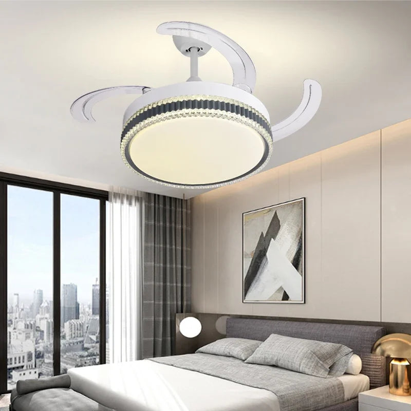 DecorBites™ ثريا مروحة سقف LED بدون شفرات لديكور المنزل الذكي الحديث