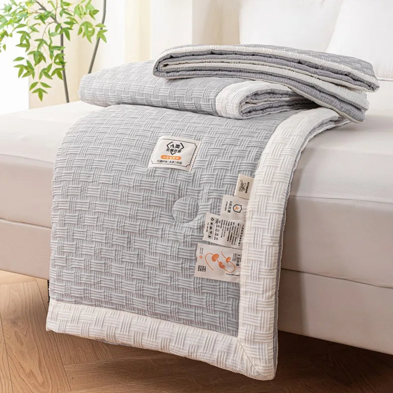 لحاف الصيف المحبوك بنسيج الوافل من DecorBites™: ناعم، قابل للتنفس، مُبرّد، قابل للغسل في الغسالة، خفيف الوزن، ولطيف على البشرة
