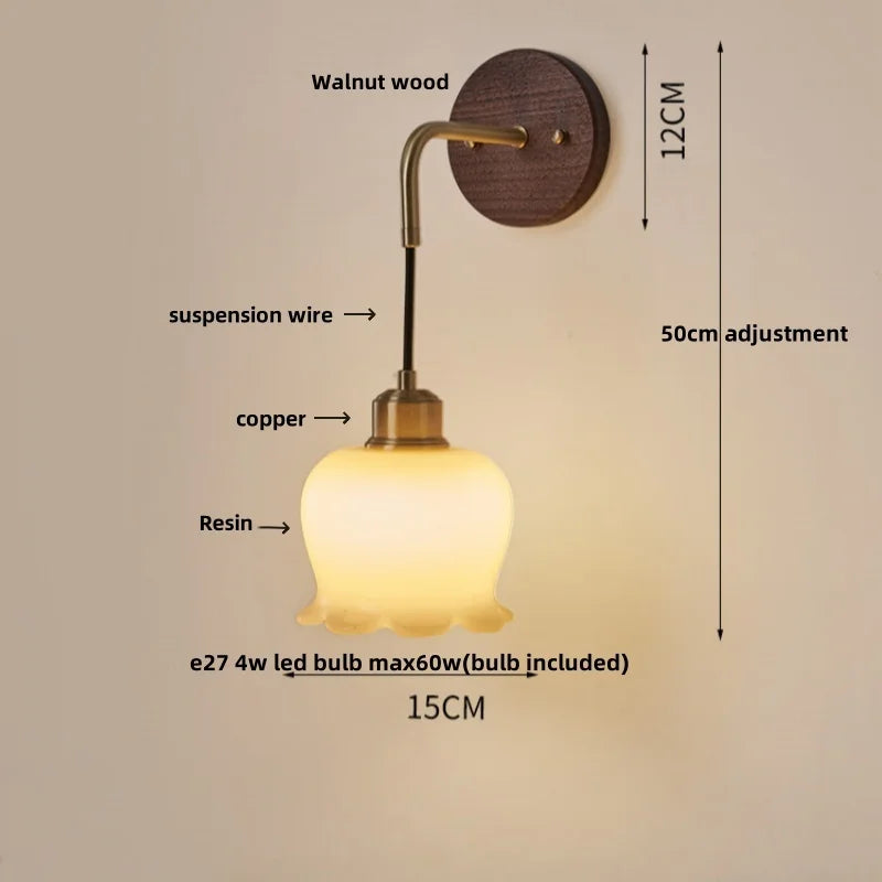 DecorBites™ Adjustable LED Wall Light Fixture with Ceramic Wood Base for Home Decor