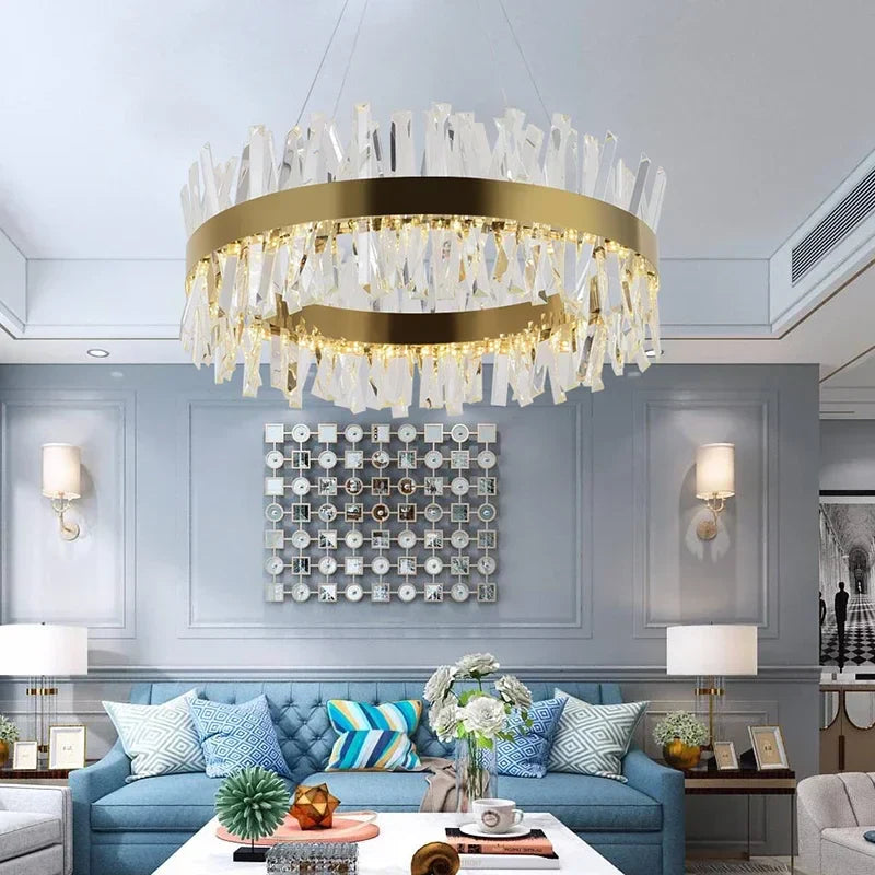 DecorBites™ Crystal LED Ring Chandelier for Luxury Decor & Lighting