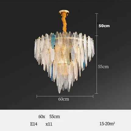 ثريا زجاجية ذهبية بإضاءة ليد من DecorBites™ لغرفة الطعام والمعيشة وغرفة النوم_الكلمة الرئيسية: مصابيح متدلية