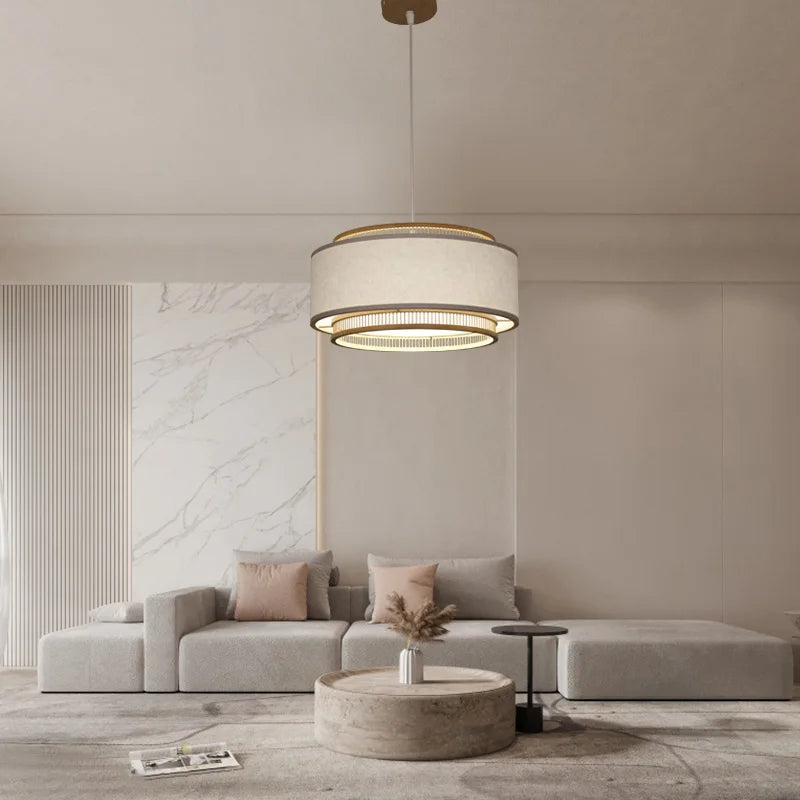 DecorBites™ ثريا معلقة يابانية من الخيزران لغرف المعيشة والطعام والنوم - أيقونة الأناقة الهادئة