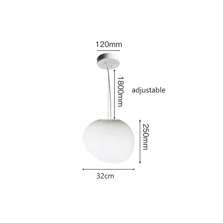 DecorBites™ Gregg Glass Suspension Light - White LED Cobblestone Pendant for Villa Staircase & Shop