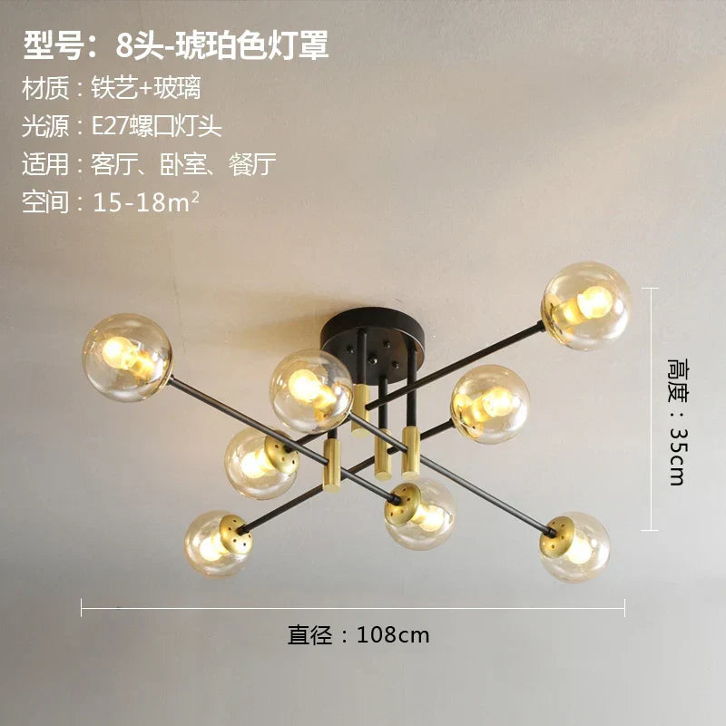 DecorBites™ Glass Ball LED Chandelier for Modern Living Room and Kitchen Lighting