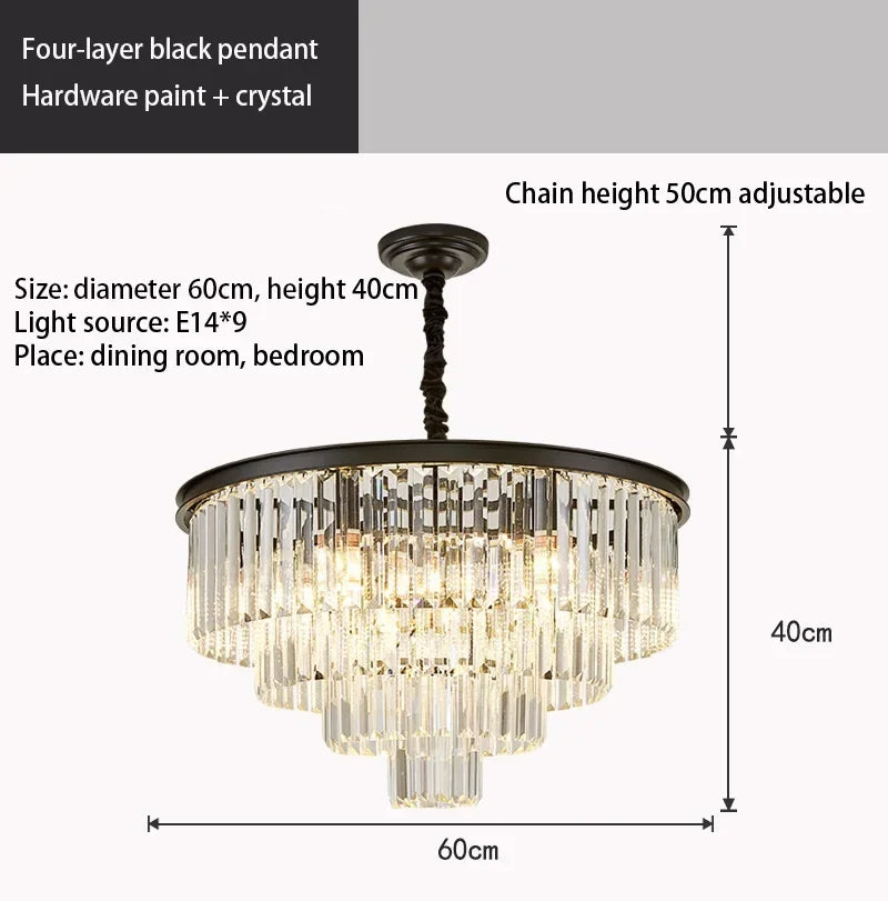 DecorBites™ Crystal Gold Chandelier: Modern Living Room Bedroom Decor Lighting