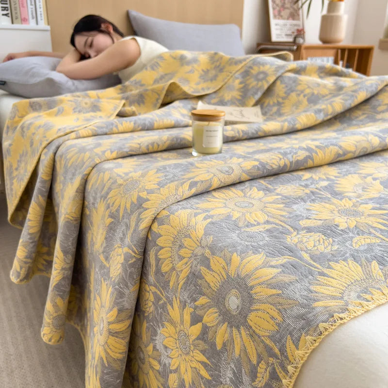 DecorBites™ Cotton Towel Blanket, Rural Printed Thin Quilt - Luxury Breathable Bedspread