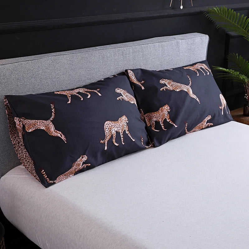DecorBites™ Dark Flower Print Duvet Cover Set - Queen King Twin Home Bedding Quilt Covers
