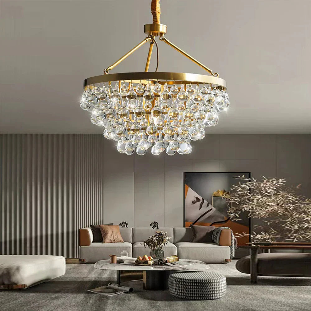 DecorBites™ Black Crystal Bead Ceiling Chandelier - Modern Classic for Living Room & Dining Table
