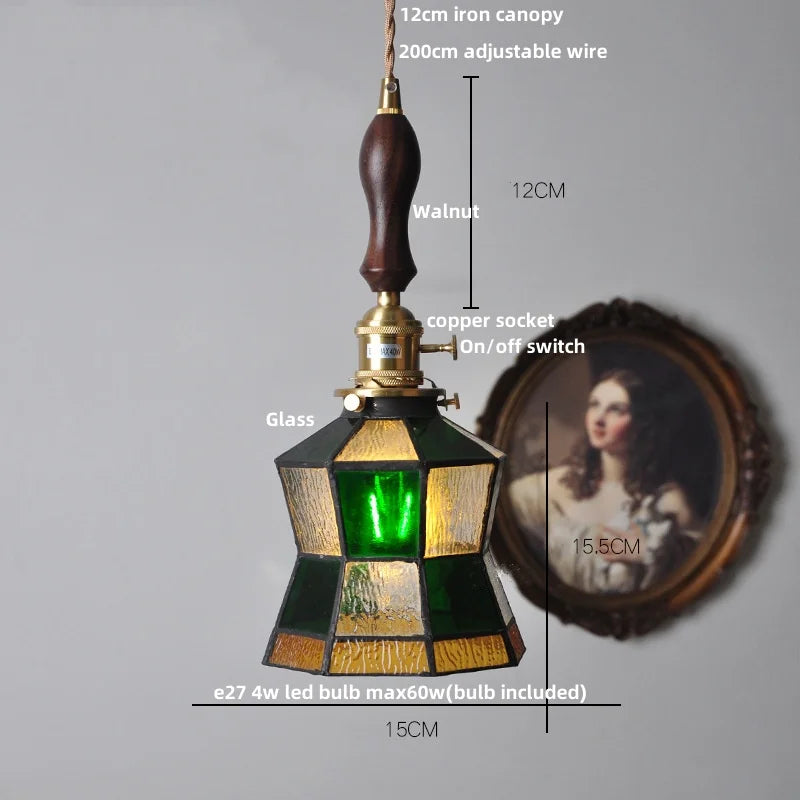 DecorBites™ Colorful Glass Tiffany Style LED Pendant Lamp, Modern Hanging Light Fixture