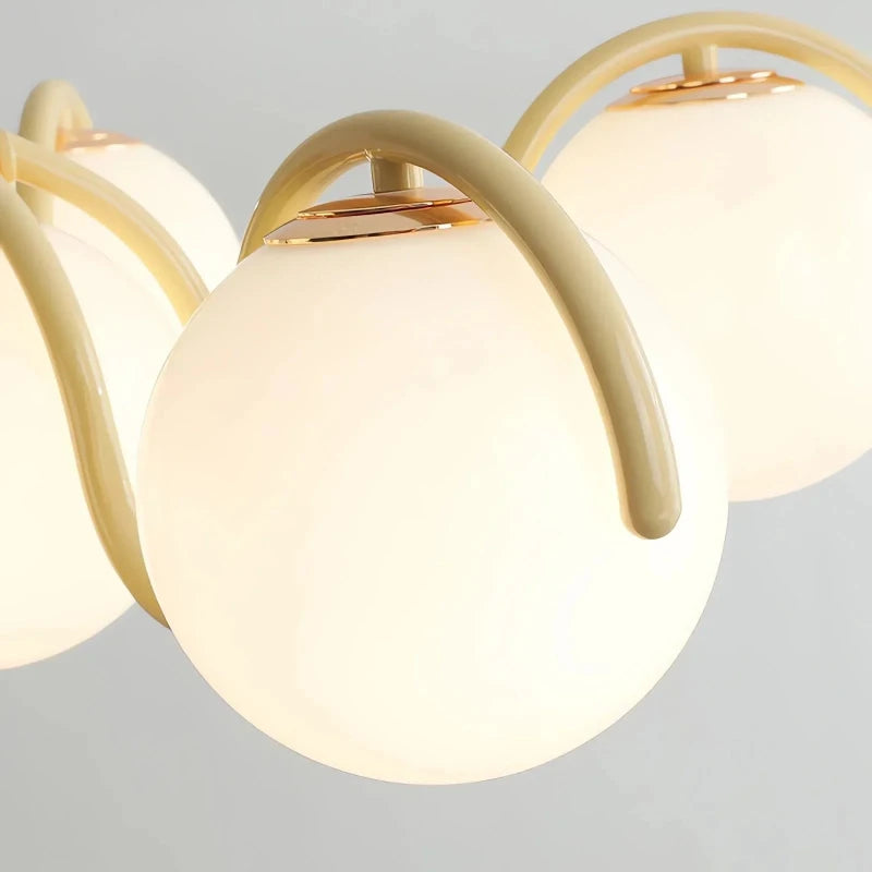 Modern Round Glass Pendant Light in Iron and White