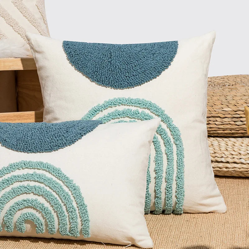 أغطية وسائد مطرزة دائرية الشكل نصف دائرية من DecorBites™ لغرفة المعيشة