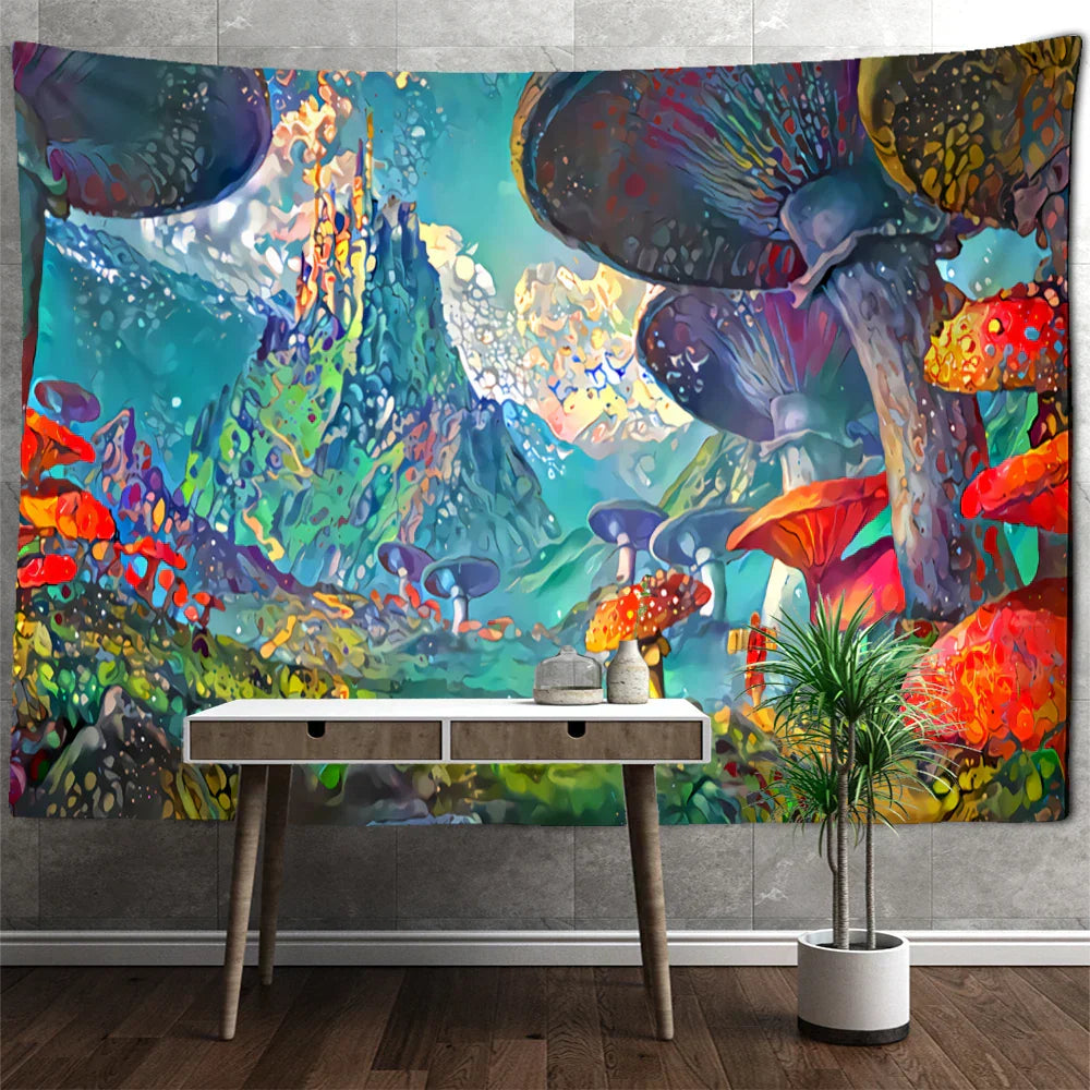 مفروشات DecorBites™ الجدارية تحت الماء بتصميم قنديل البحر: فن فضائي سريالي لديكور المنزل