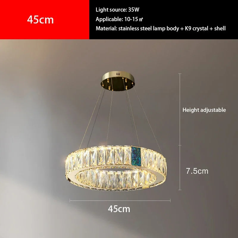 DecorBites™ Crystal Round Ceiling Chandelier LED Lighting Fixtures for Kitchen Dining Room & Villa