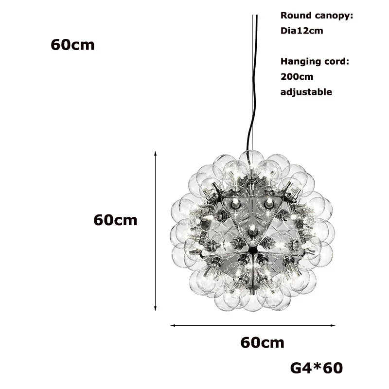 ثريا دانتليون زجاجية DecorBites™ بإضاءة LED G4 - ذهبية بلمسة كروم سوداء